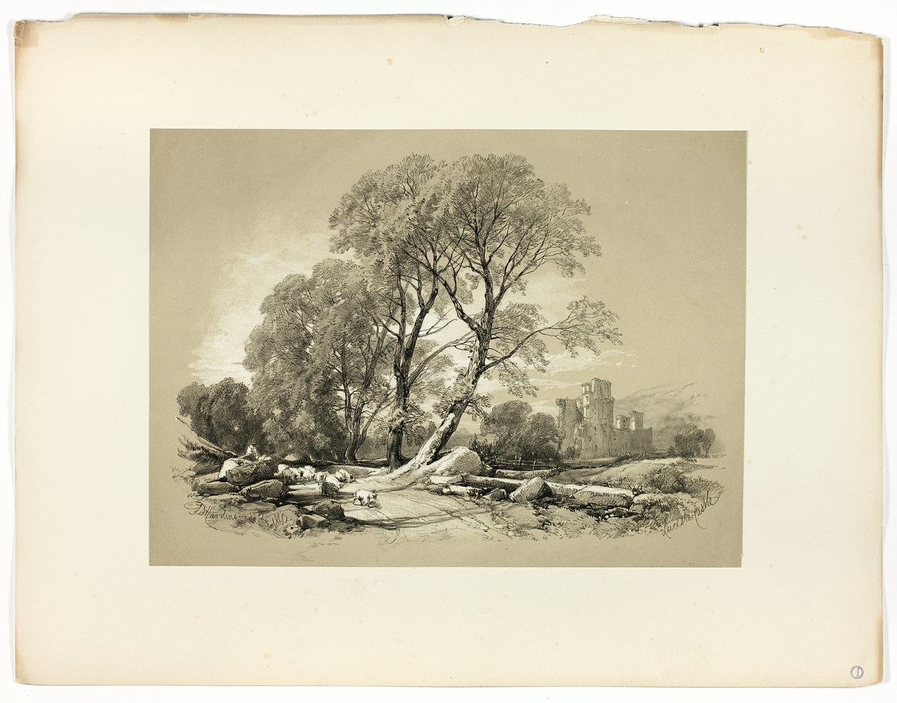 Leicester kastély, a festői válogatásokból alkotó: James Duffield Harding