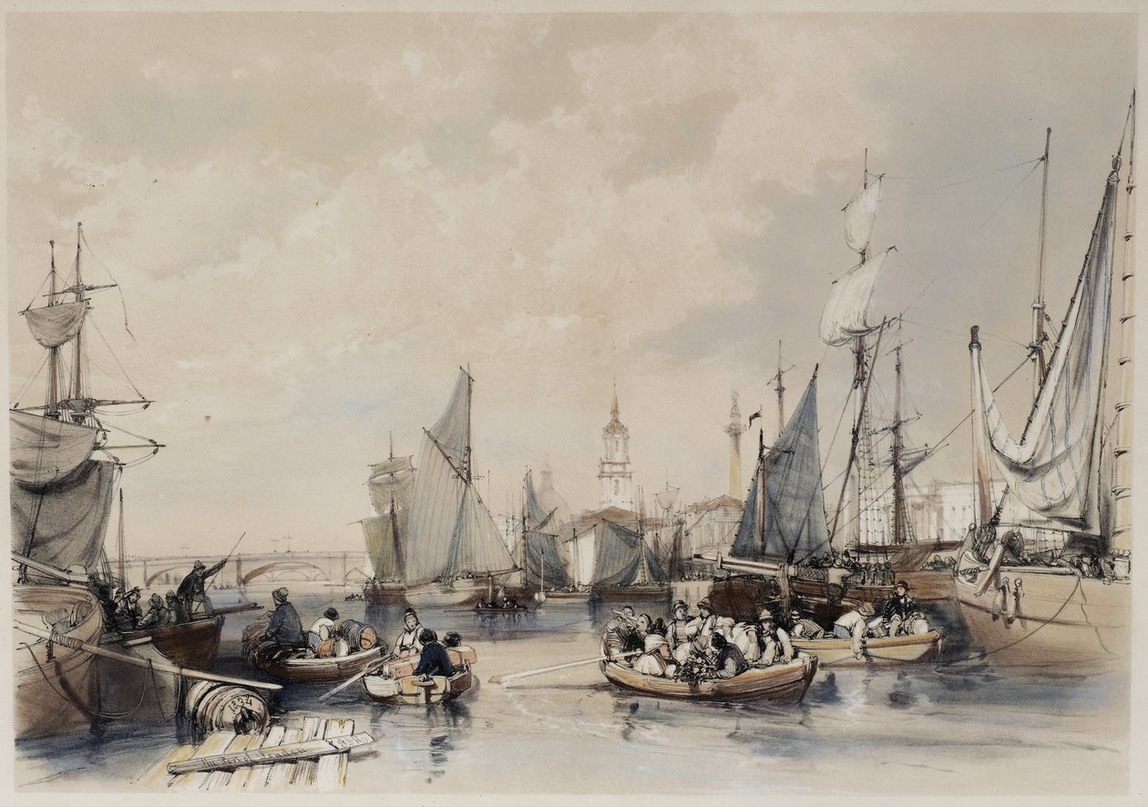London kikötője, 1834 alkotó: James Duffield Harding