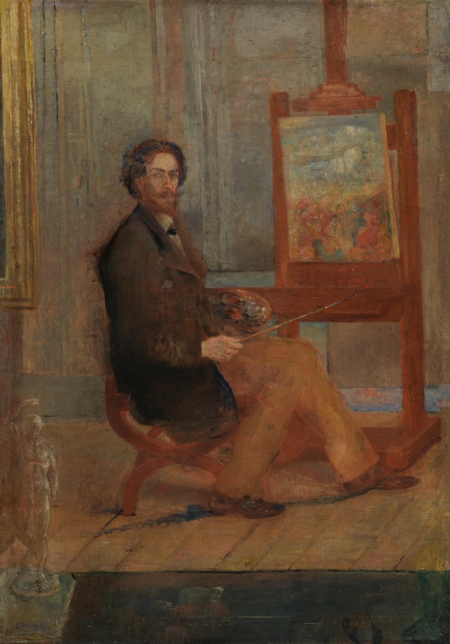 Ensor a festőállványánál alkotó: James Ensor