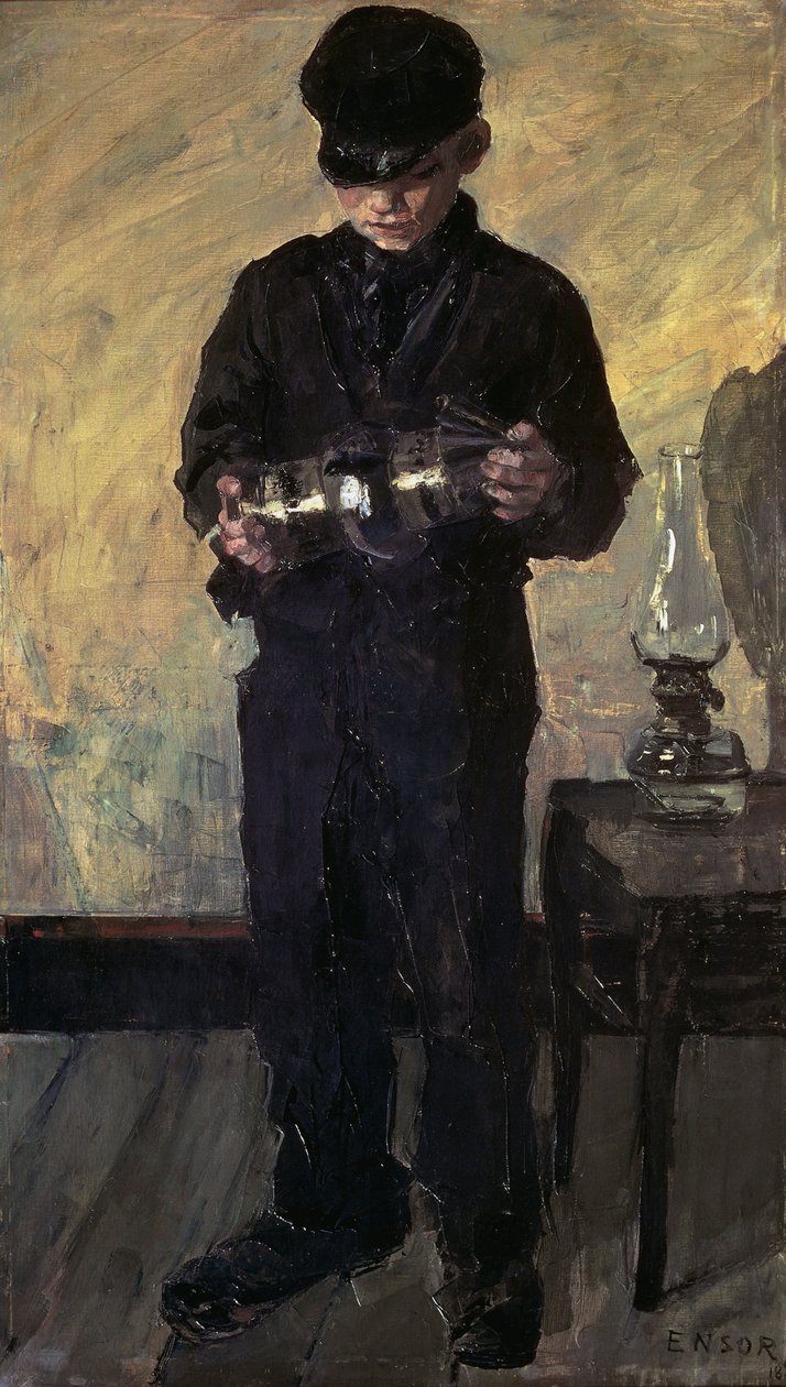 A lámpafiú (A lámpagyújtó) alkotó: James Ensor