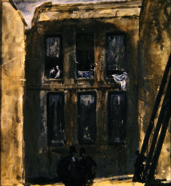 Utcai jelenet, 1910 körül (gouache papíron) alkotó: James Ferrier Pryde