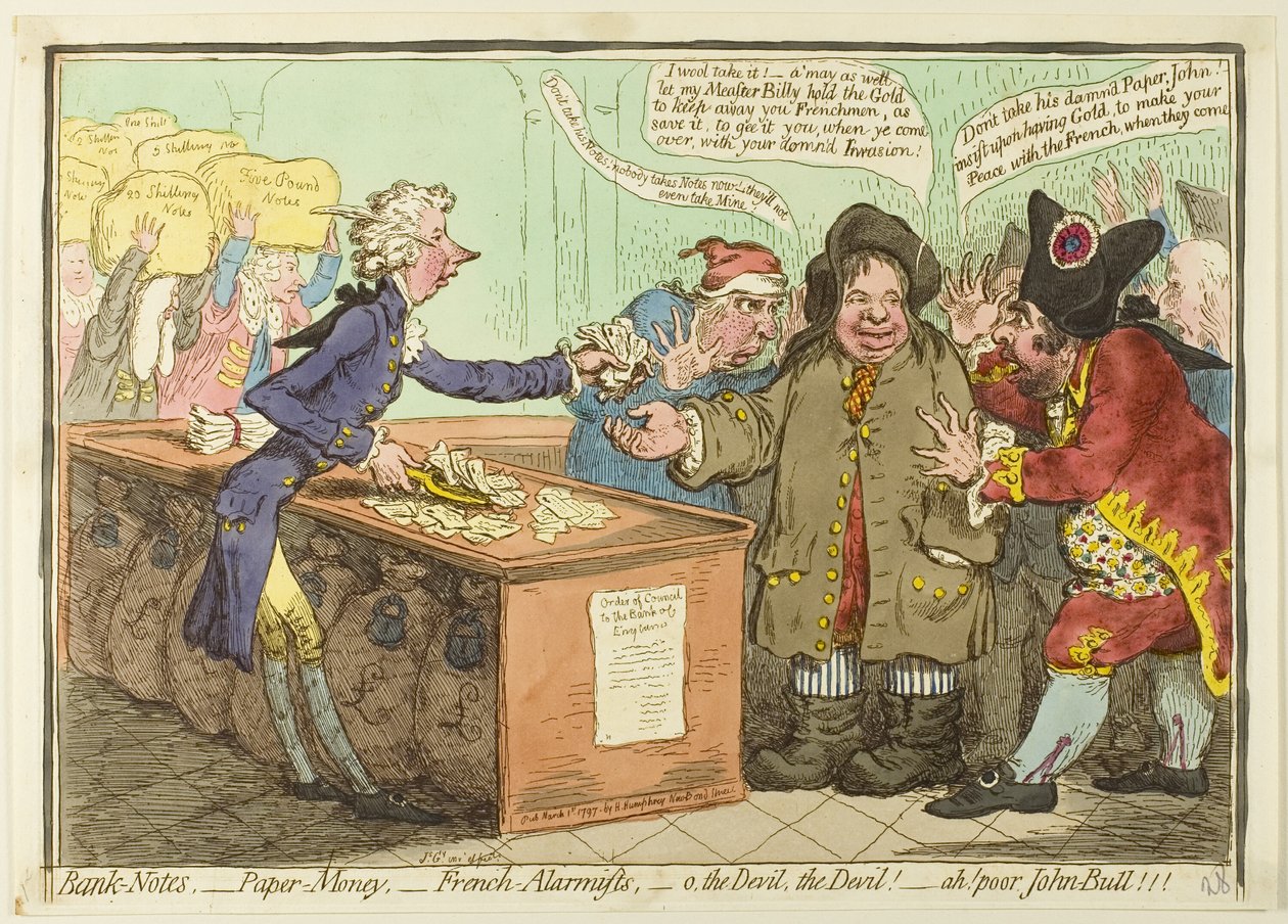 Bankjegyek, papírpénz alkotó: James Gillray