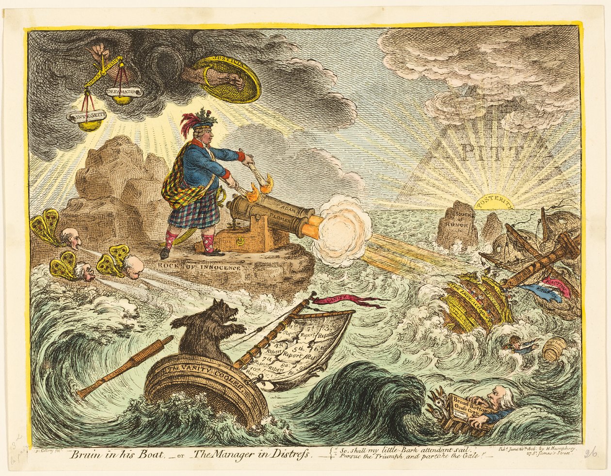 Bruin a csónakjában alkotó: James Gillray