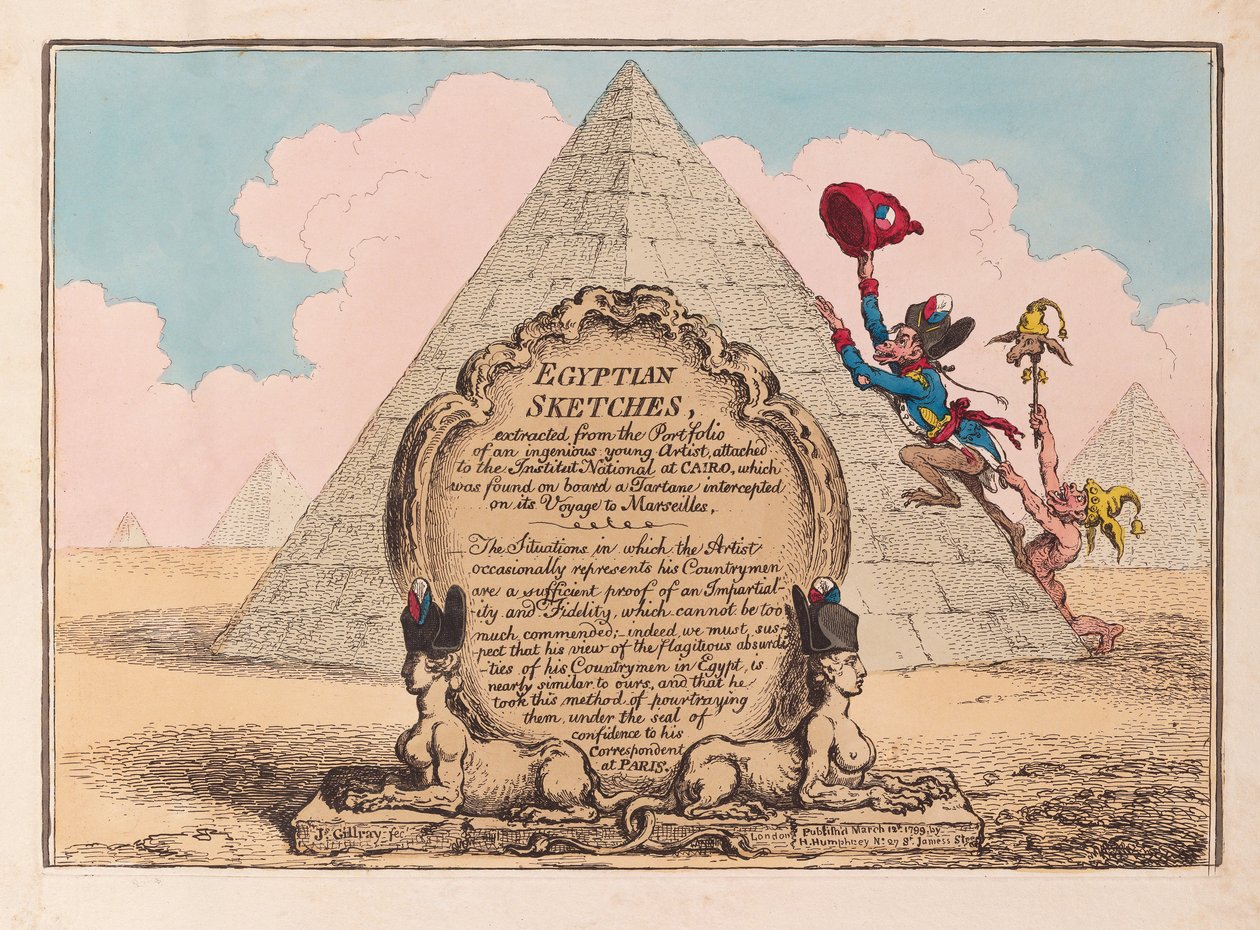 Egyiptomi vázlatok, kocsma 1799 (kézzel színezett metszet) alkotó: James Gillray