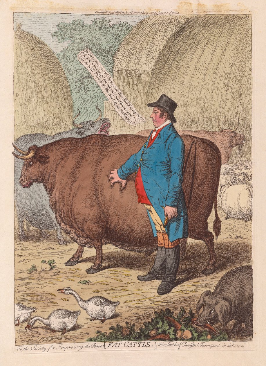 Kövér marha, kocsma. 1802 (kézzel színezett metszet) alkotó: James Gillray
