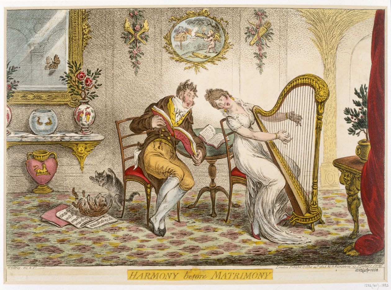 „Harmony before Matrimony”, 1805-ben jelent meg alkotó: James Gillray