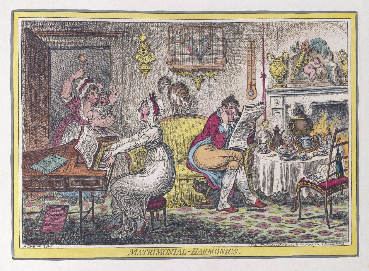Házassági harmonika, kocsma. 1805 (kézzel színezett metszetek) alkotó: James Gillray