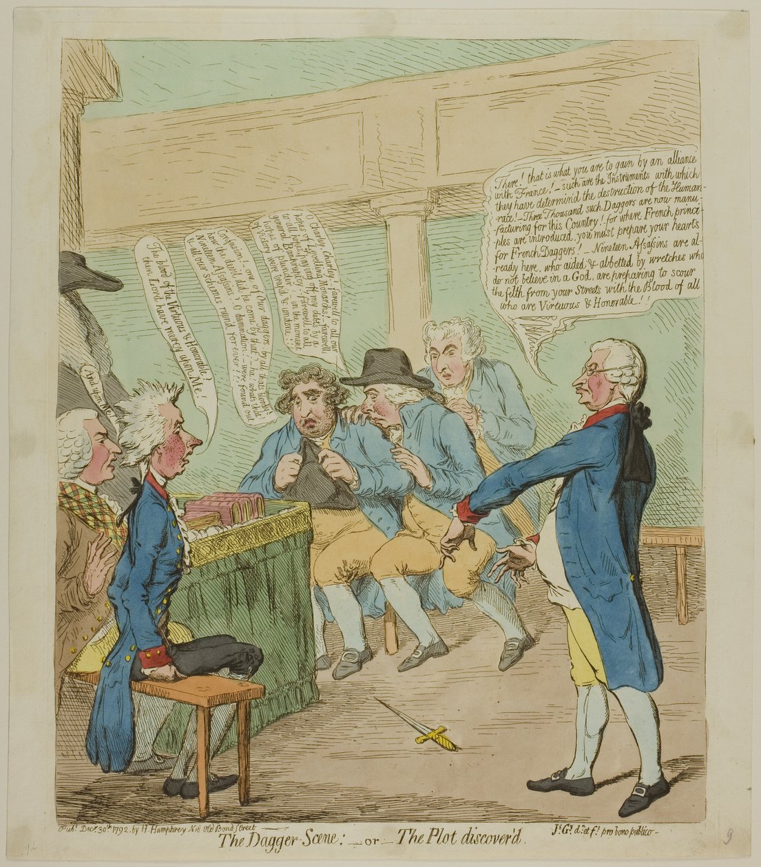A tőr jelenet alkotó: James Gillray
