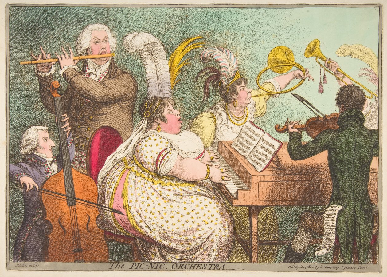 A Pic-Nic Orchestra, 1802. április 23. alkotó: James Gillray