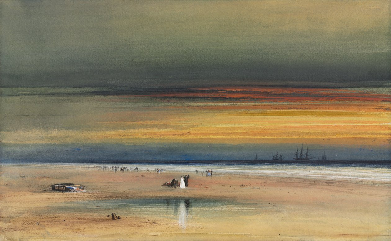 Tengerparti jelenet naplementekor, c. 1865-1870. alkotó: James Hamilton