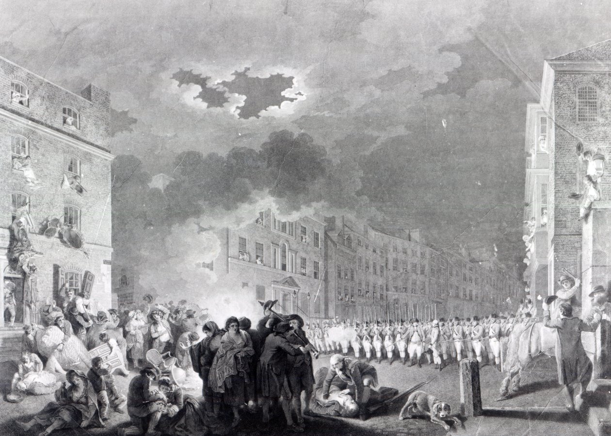 Riot in Broad Street, 1780. június alkotó: James Heath