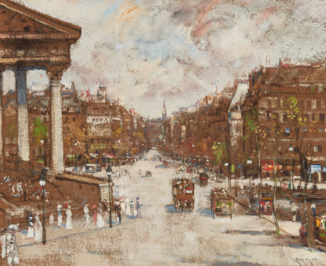 Place De La Madeleine (olaj a kártyán) alkotó: James Kay