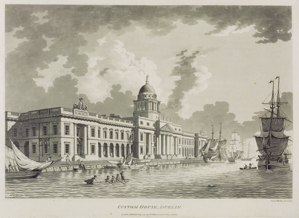 A vámház, Dublin, 1792 alkotó: James Malton