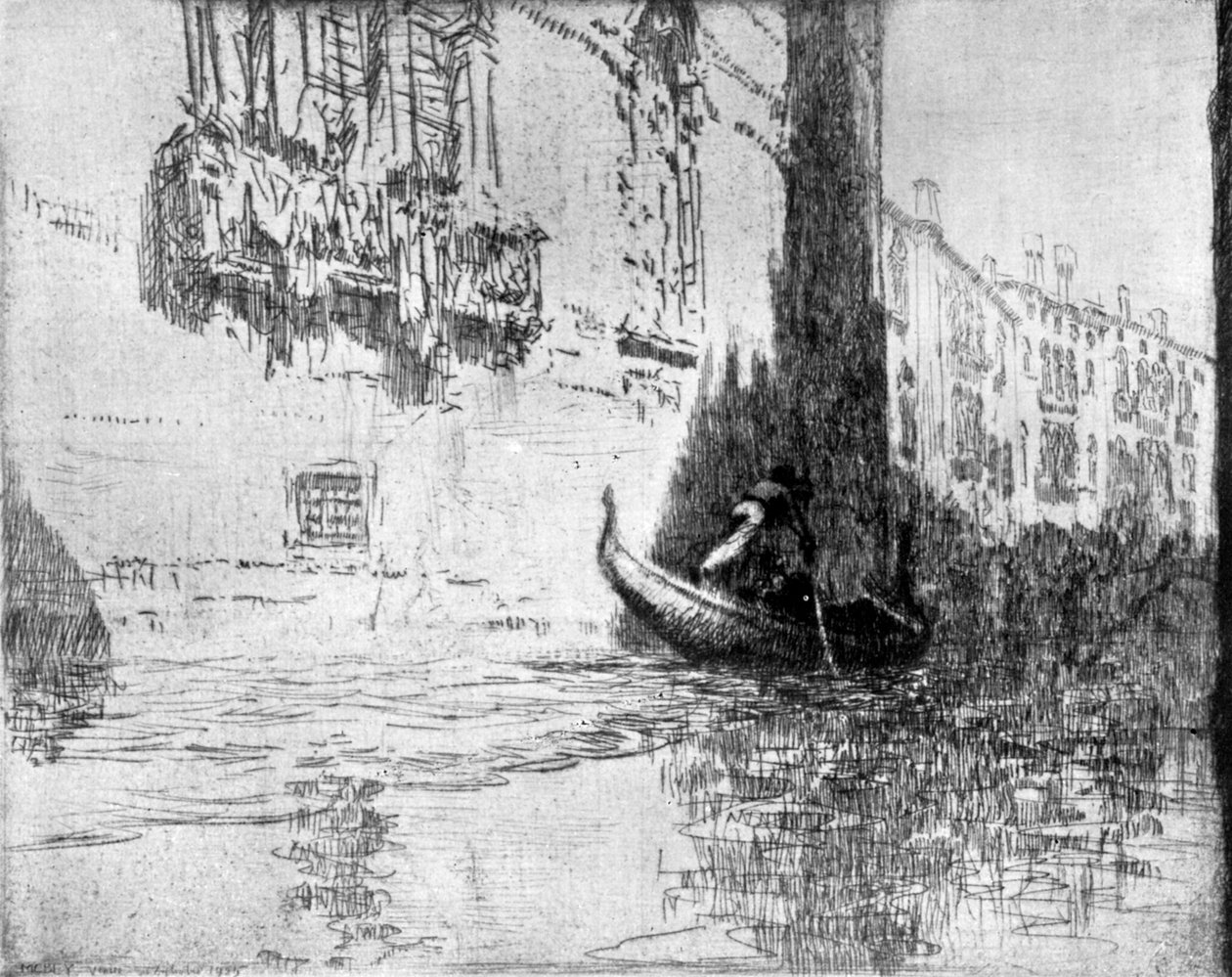 Az elhaladó gondola, 1926. alkotó: James McBey