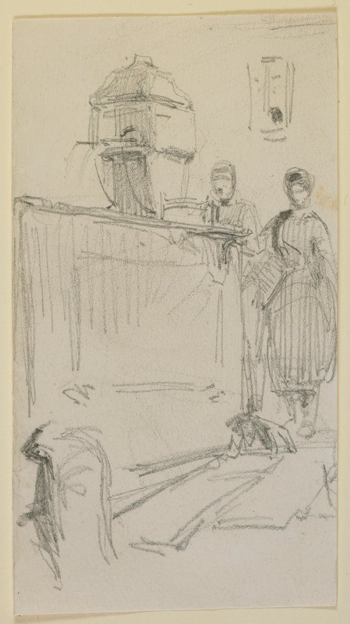 Figurák egy szökőkút mellett alkotó: James Abbott McNeill Whistler