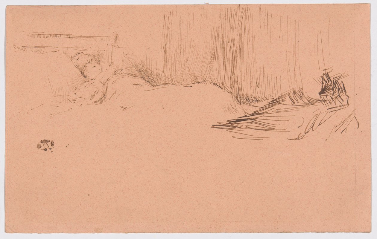 Lány olvasás az ágyban alkotó: James McNeill Whistler
