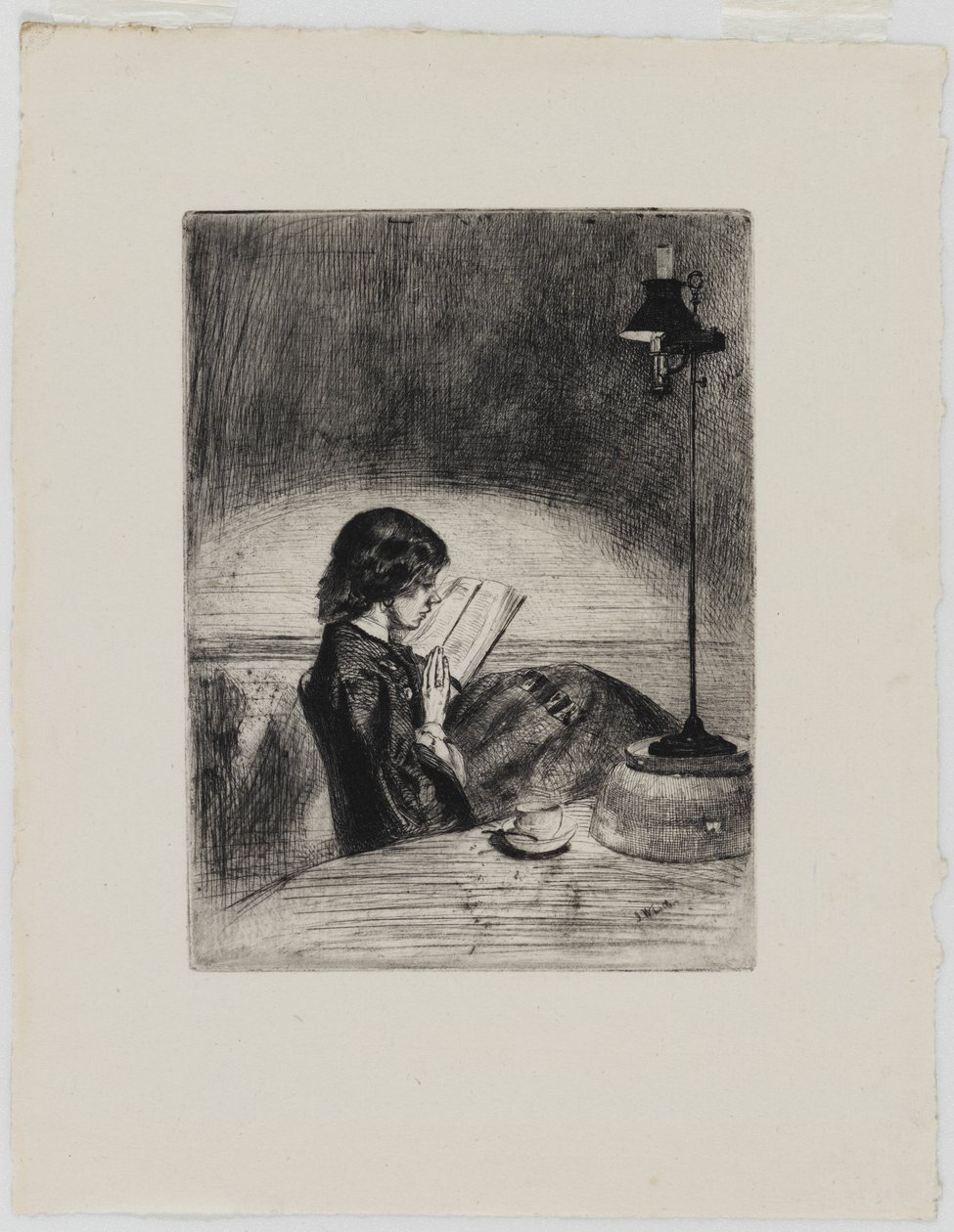Olvasás lámpafénynél alkotó: James Abbott McNeill Whistler