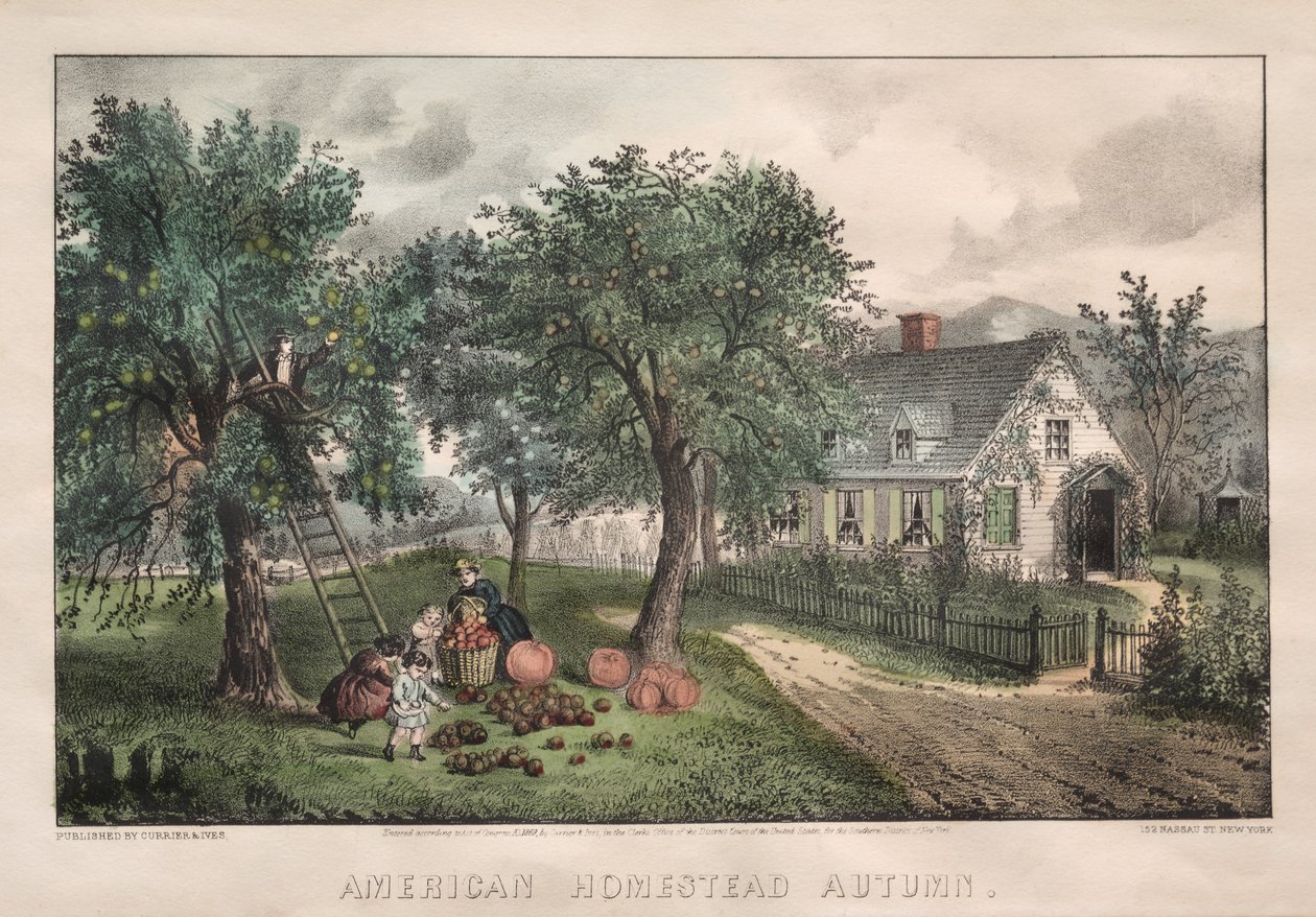 American Homestead, 1869. ősz. alkotó: James Merritt Ives