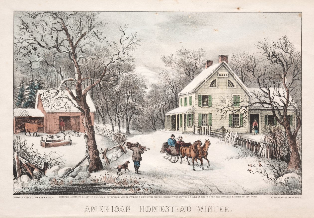 American Homestead, tél, 1868. alkotó: James Merritt Ives