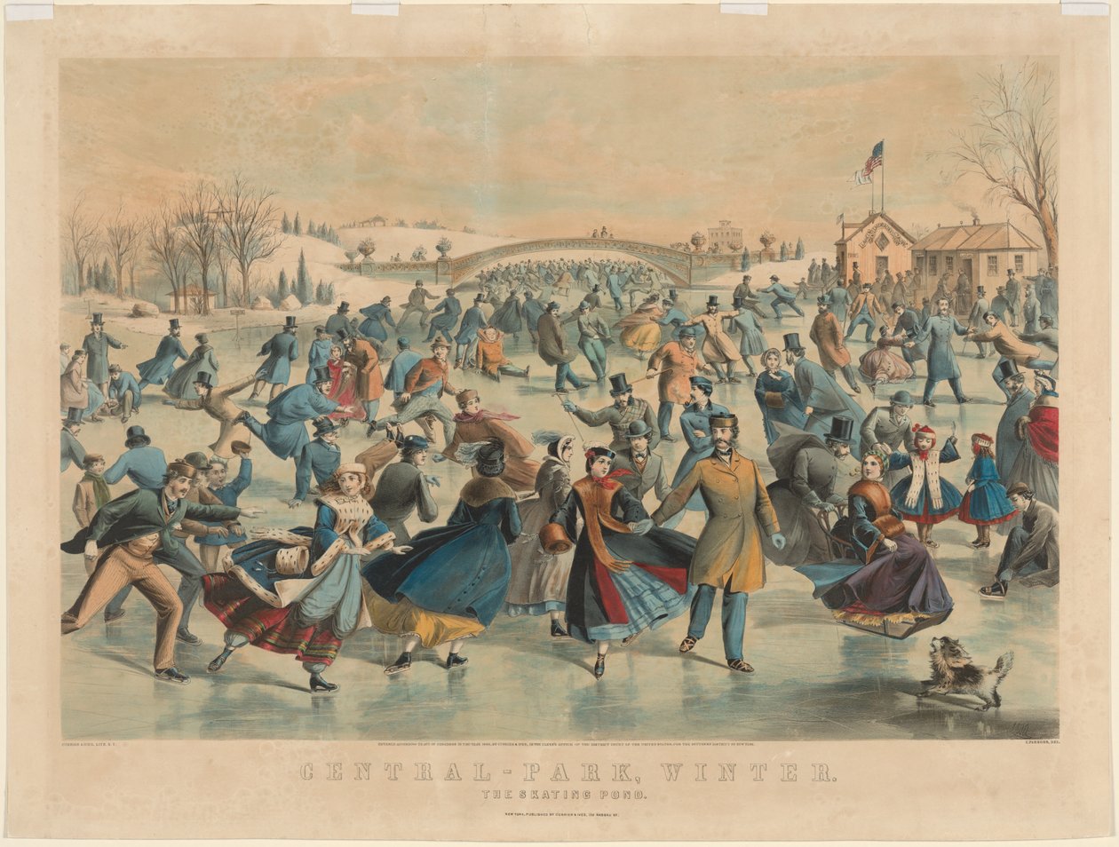 Central Park, tél: A korcsolyázó tó. alkotó: James Merritt Ives
