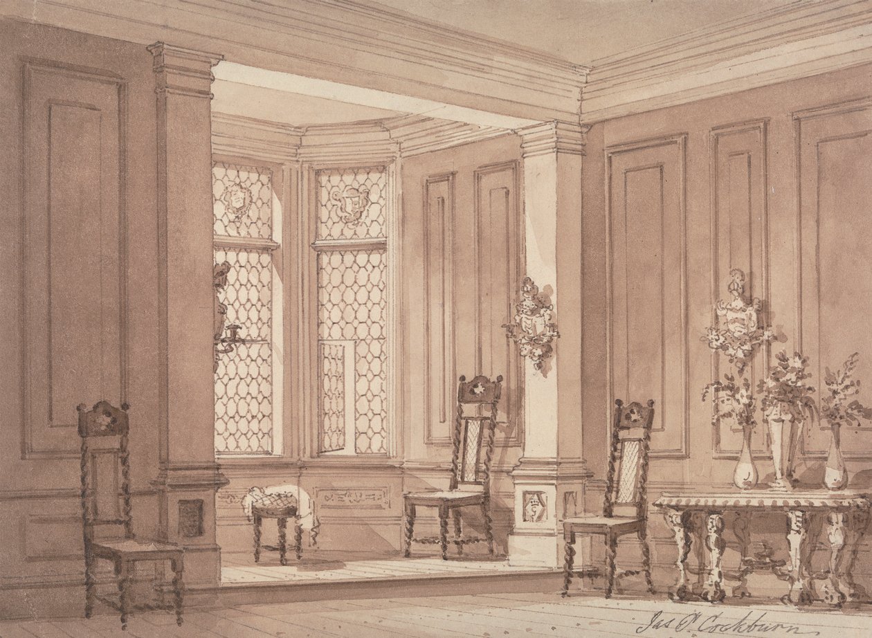Hall egy gótikus kastélyban alkotó: James Pattison Cockburn