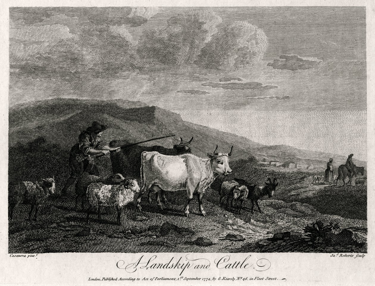 Landskip és szarvasmarha, 1774. alkotó: James Roberts
