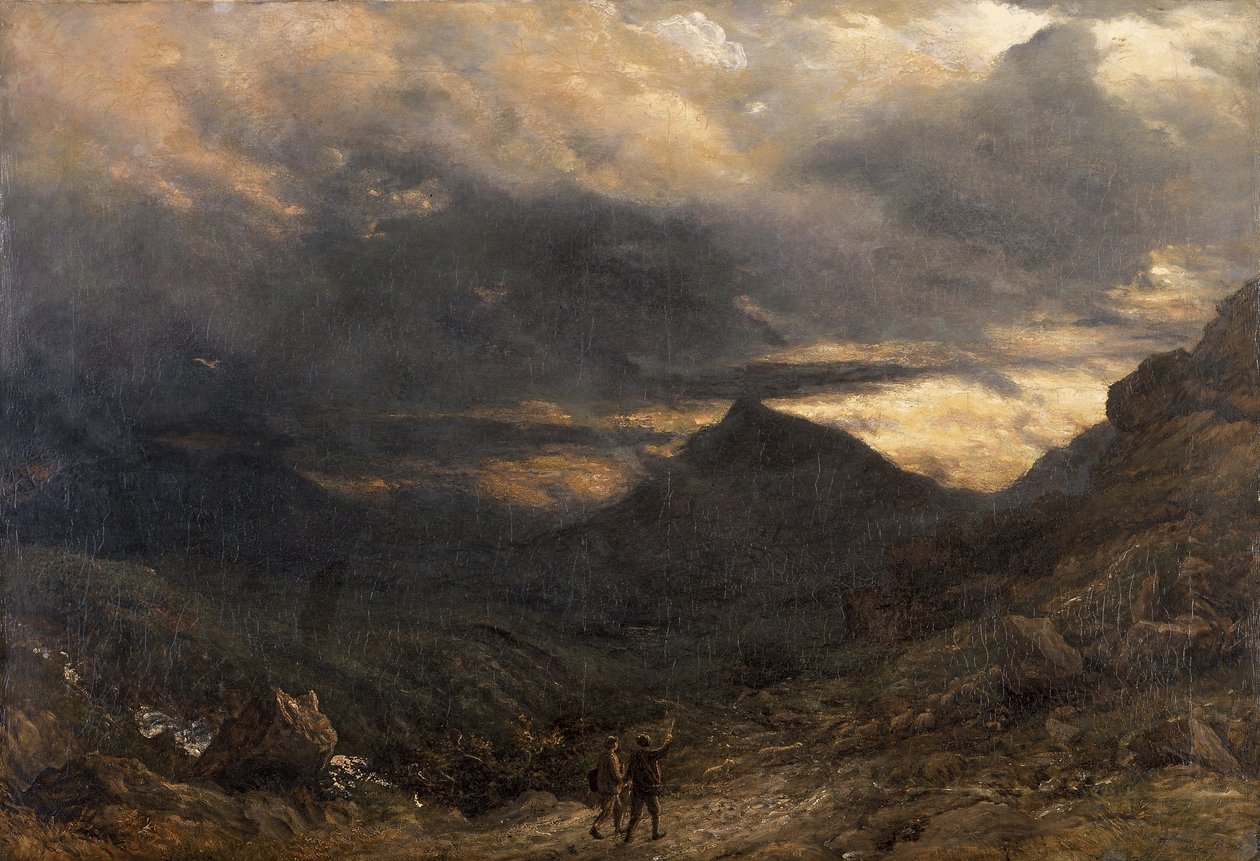 Snowdon látképe (olaj, panel) alkotó: James Thomas Linnell