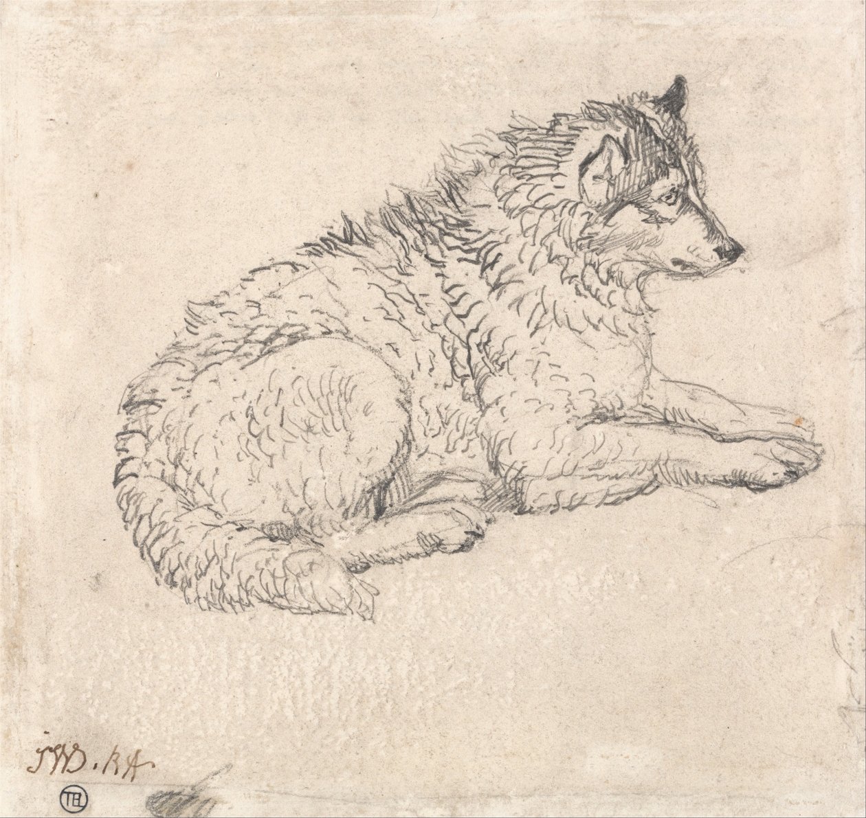 Sarkkutya, jobbra néző alkotó: James Ward