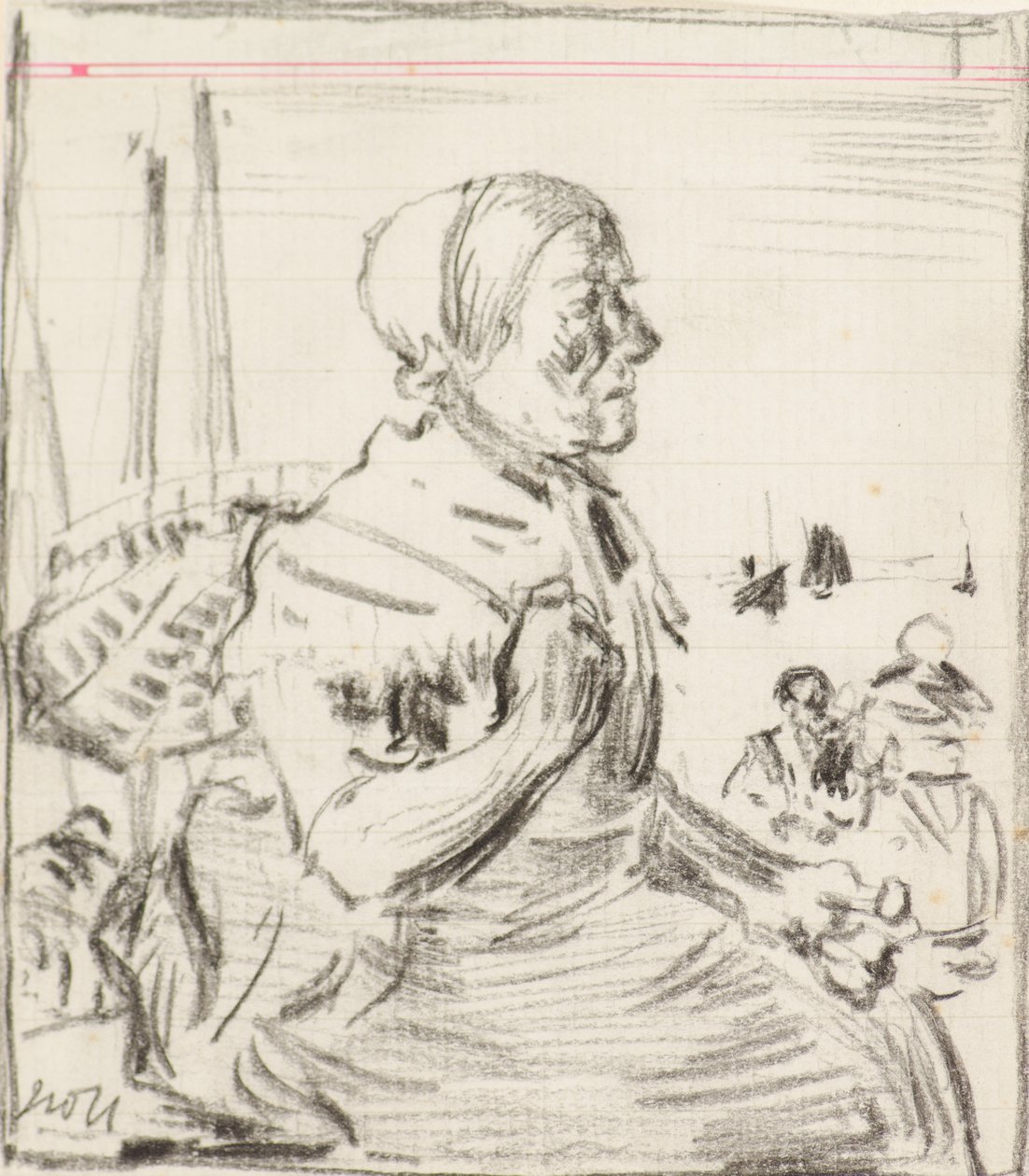 Tanulmány [Fisherwoman] (szén) alkotó: James Watterston Herald