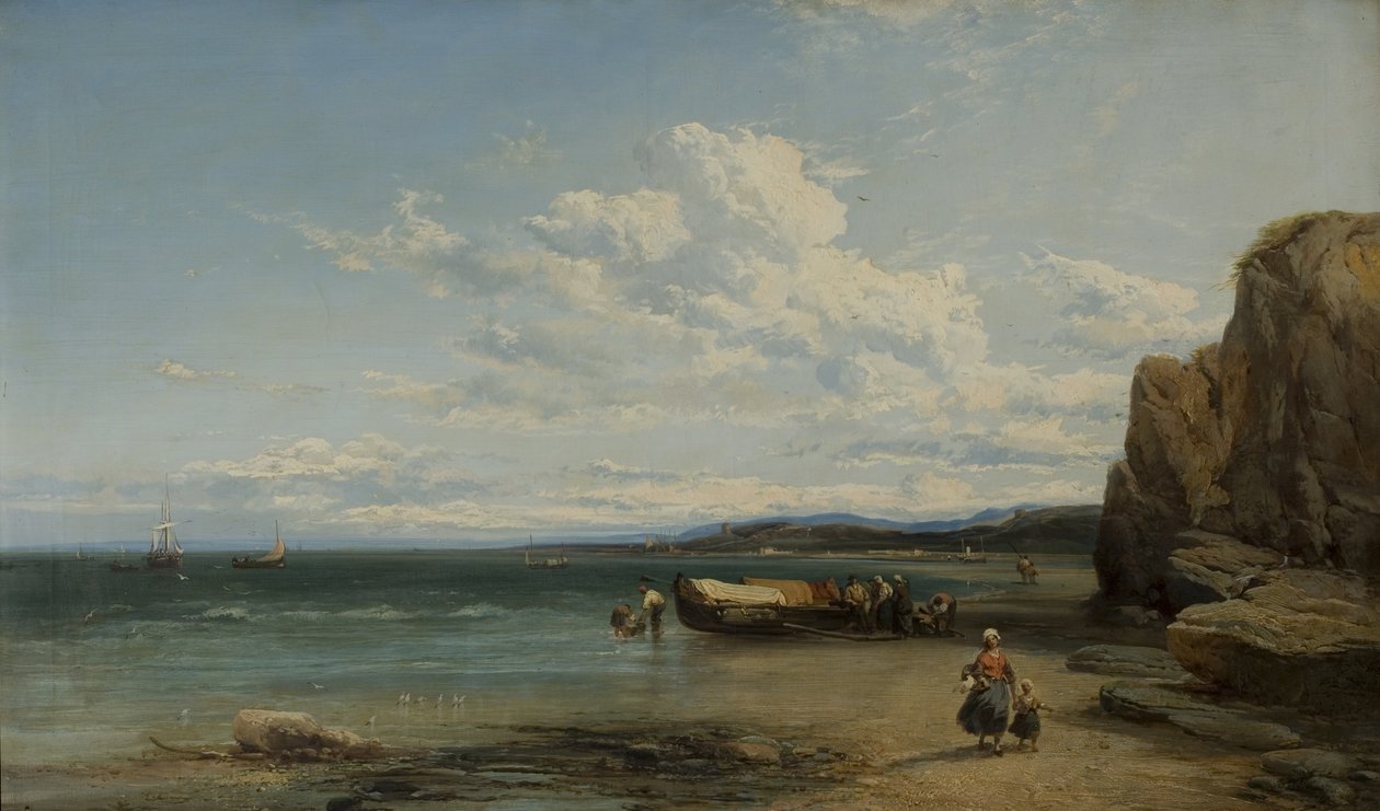 Tengerparti jelenet csónakokkal, 1863 alkotó: James Webb
