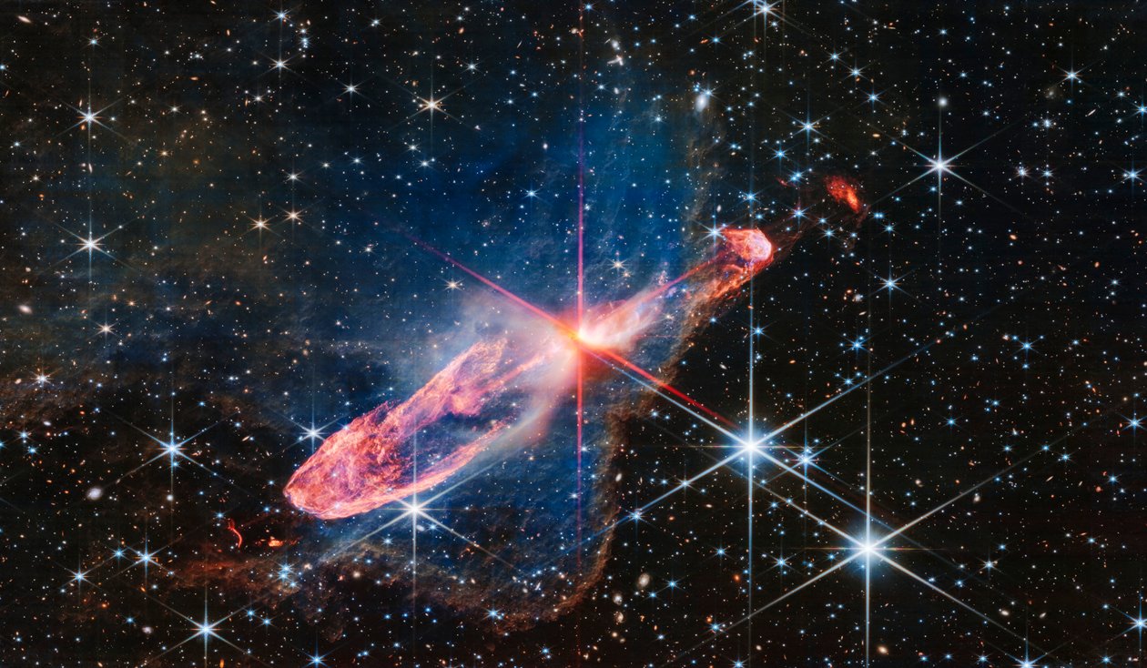 Herbig-Haro 46/47 (NIRCam kép) alkotó: James Webb Space Telescope (NASA)