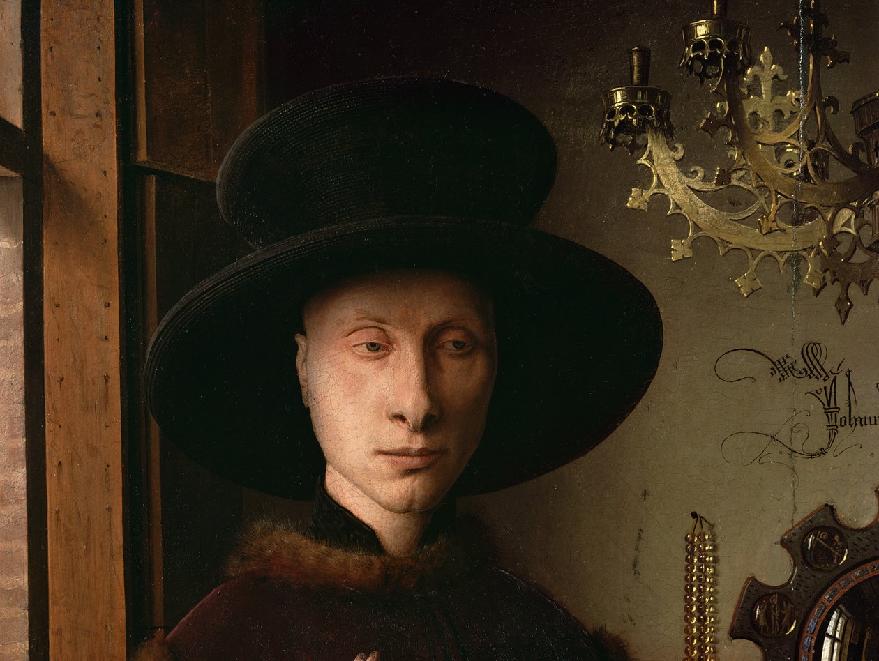 Giovanni Arnolfini és felesége, Giovanna Cenami portréja (Az Arnolfini-házasság) 1434 (1765-ös részlet) alkotó: Jan van Eyck