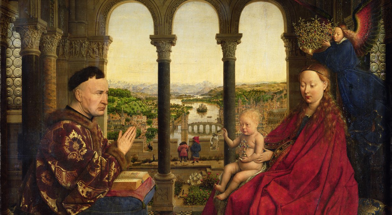 A Rolin Madonna, 1435 körül (panel) (2993-as részlet) alkotó: Jan van Eyck