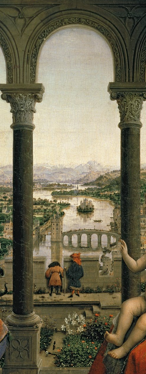 A Rolin Madonna, 1435 körül (panel) (2993-as részlet) alkotó: Jan van Eyck