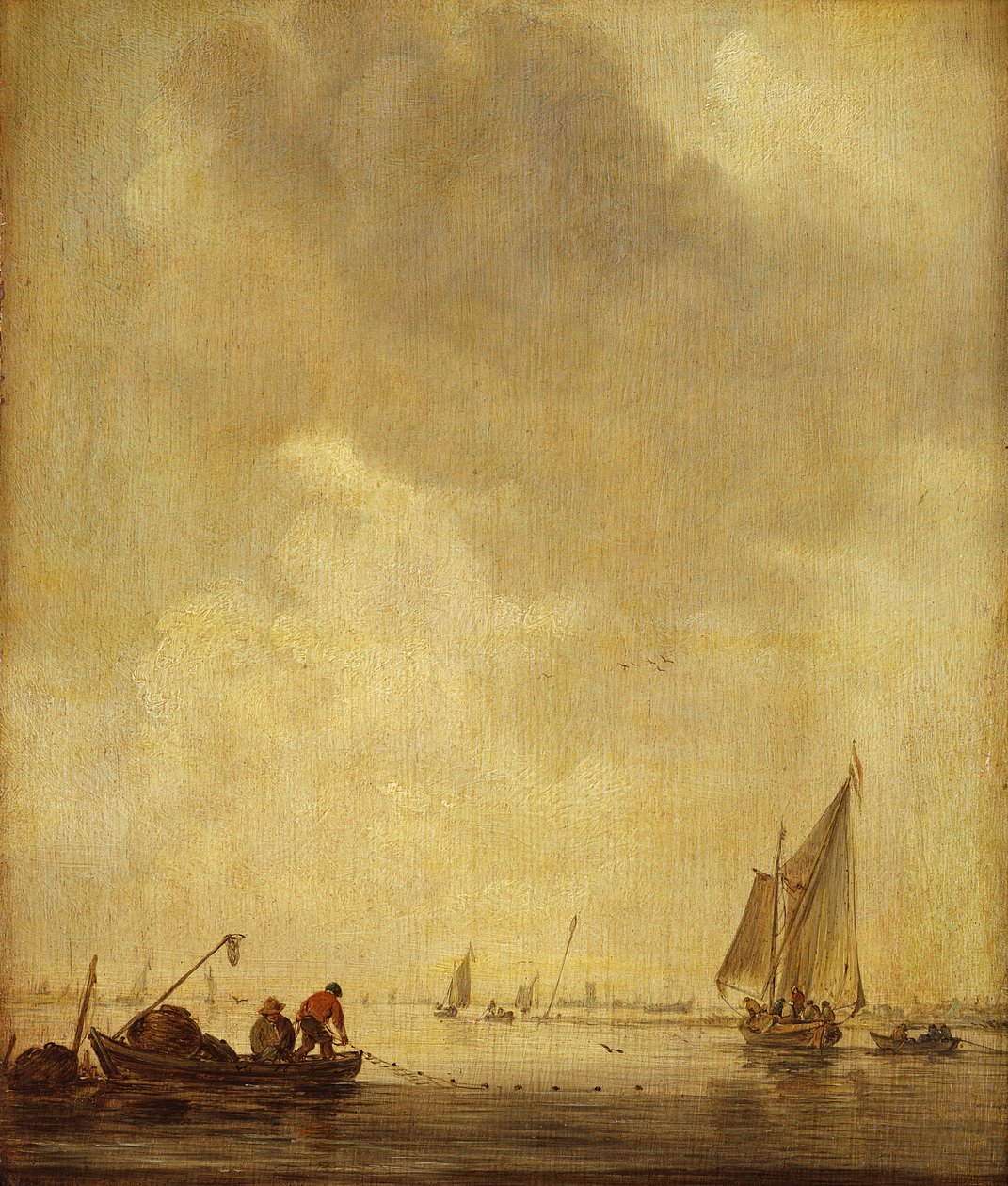 Folyami jelenet, halászok hálót raknak, 1638 (olaj, tölgyfa) alkotó: Jan Josephsz van Goyen