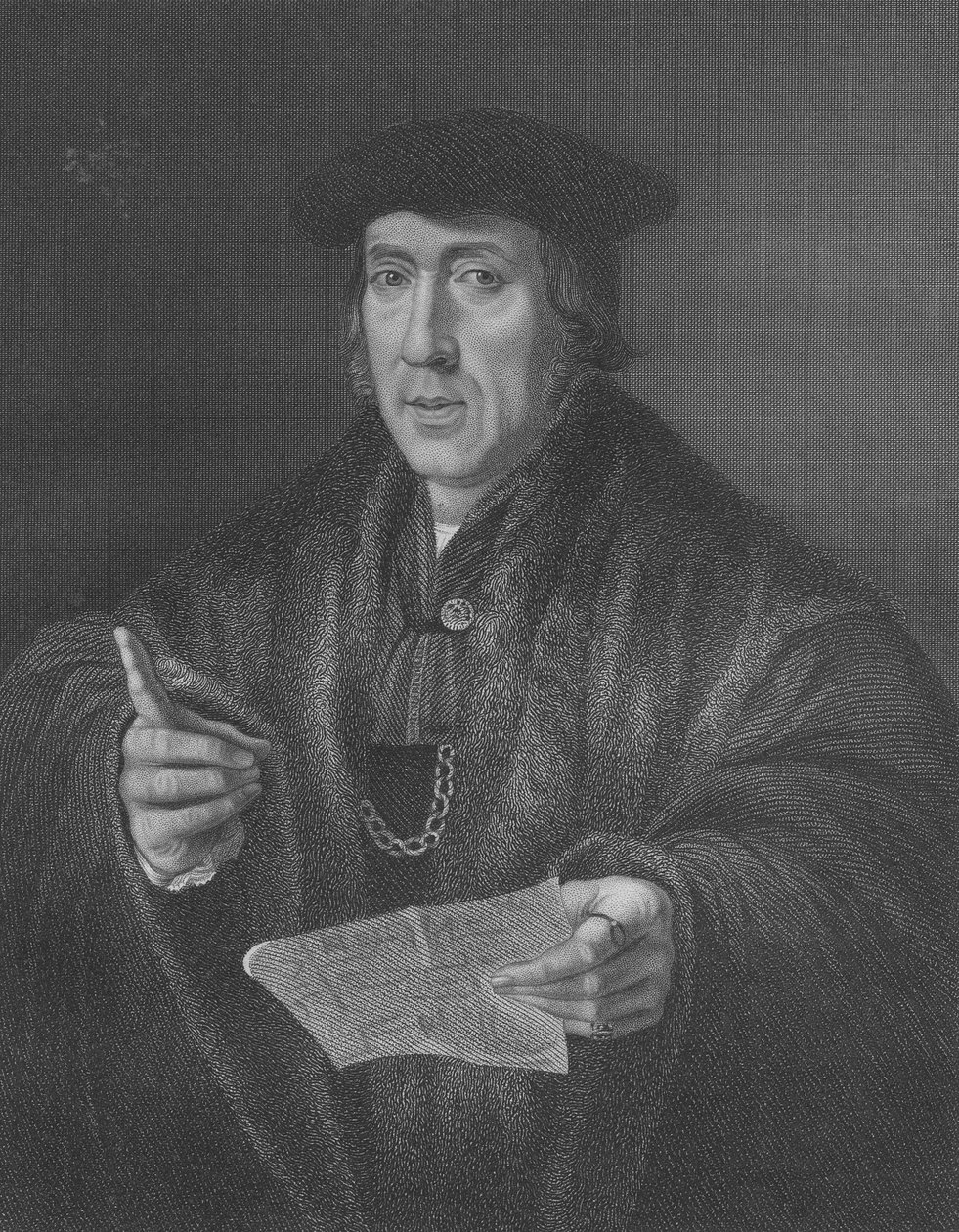 Sir John More (kb. 1451-1530) portréja, W.T.Mote metszet alkotó: Jan Cornelisz Vermeyen