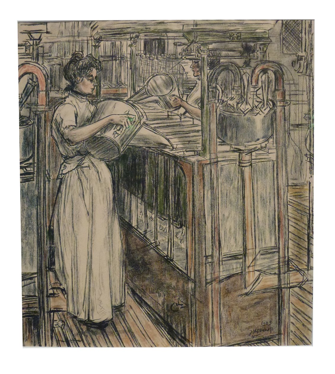 Öntöde 1 a 12 lithosz közül, amelyeket Toorop készített a gyertyák gyártásáról alkotó: Jan Toorop