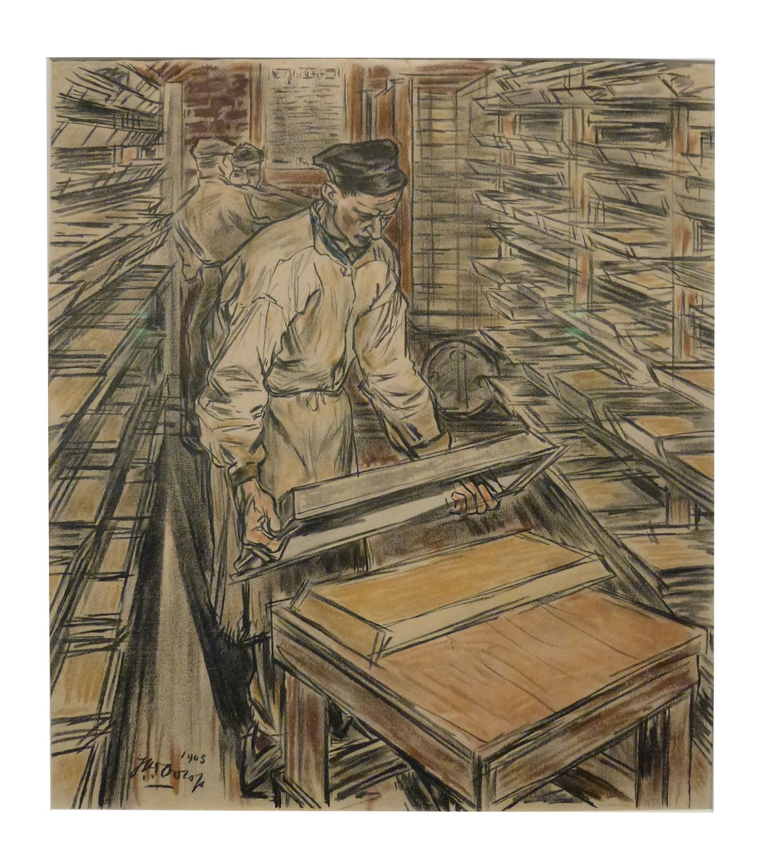 Koekenkamer 1 a 12 litográfia közül, amelyeket Toorop készített a gyertyák gyártásáról alkotó: Jan Toorop
