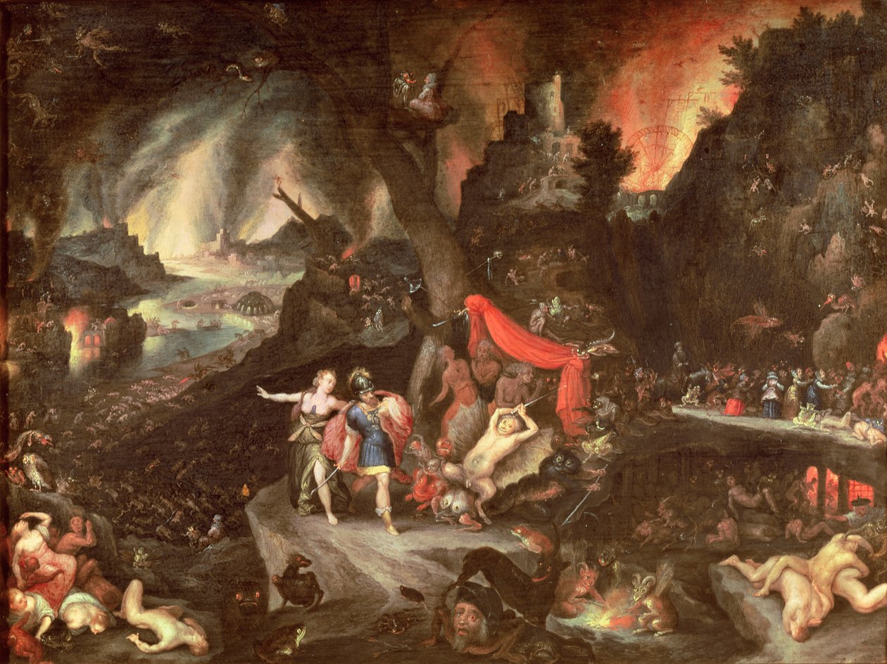 Aeneas in the underworld, c.1630 (oil on copper) alkotó: Jan the Elder Brueghel