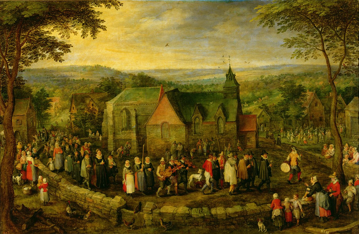Vidéki élet esküvői jelenettel alkotó: Jan the Elder Brueghel