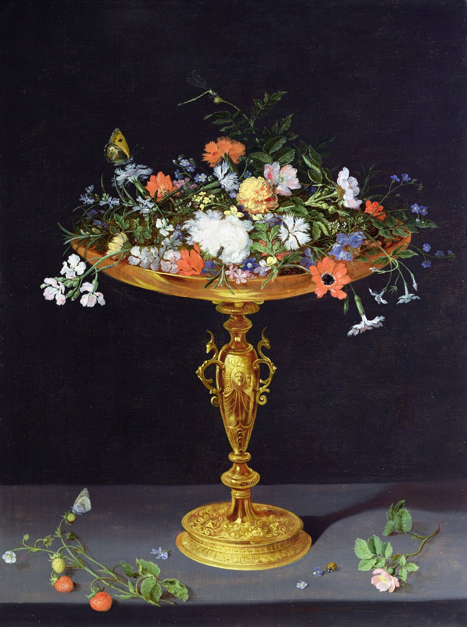 Virágok egy arany tazzában, 1612 (panel) alkotó: Jan the Elder Brueghel