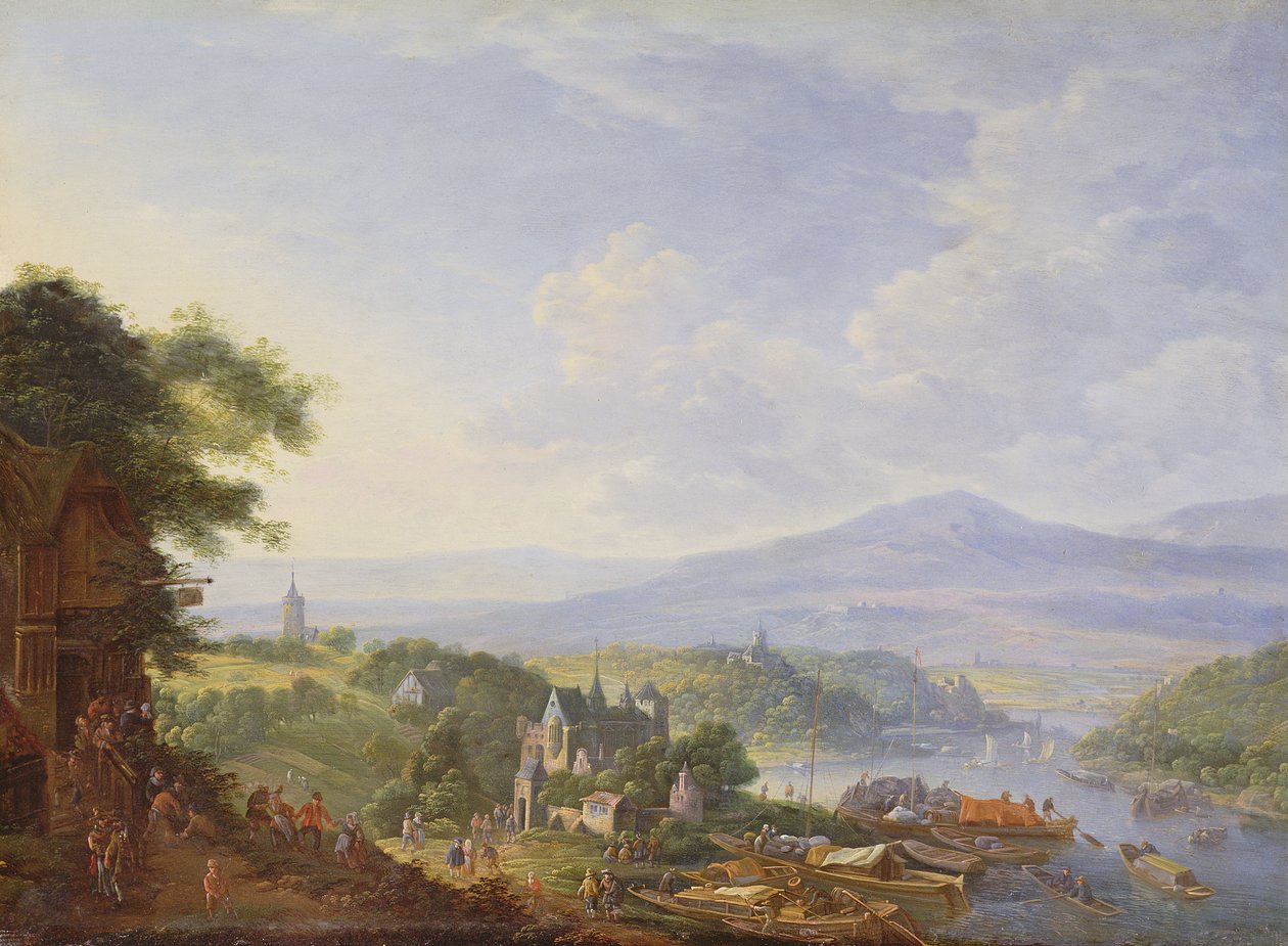 Kilátás a Rajnára, Köln közelében, 1700–1710 körül (olaj, réz) alkotó: Jan the Elder Griffier