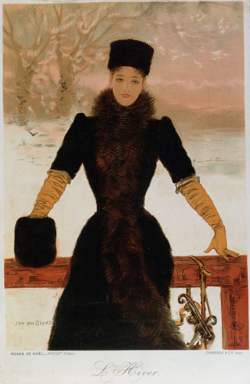A tél allegóriája, 1900 körül (színes litográfia) alkotó: Jan van Beers