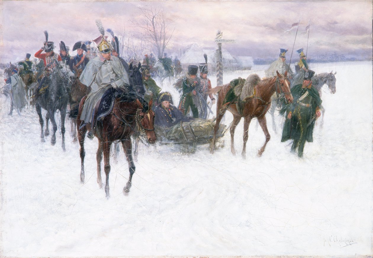 Napóleon csapatai visszavonulva Moszkvából, 1888-89 alkotó: Jan van Chelminski