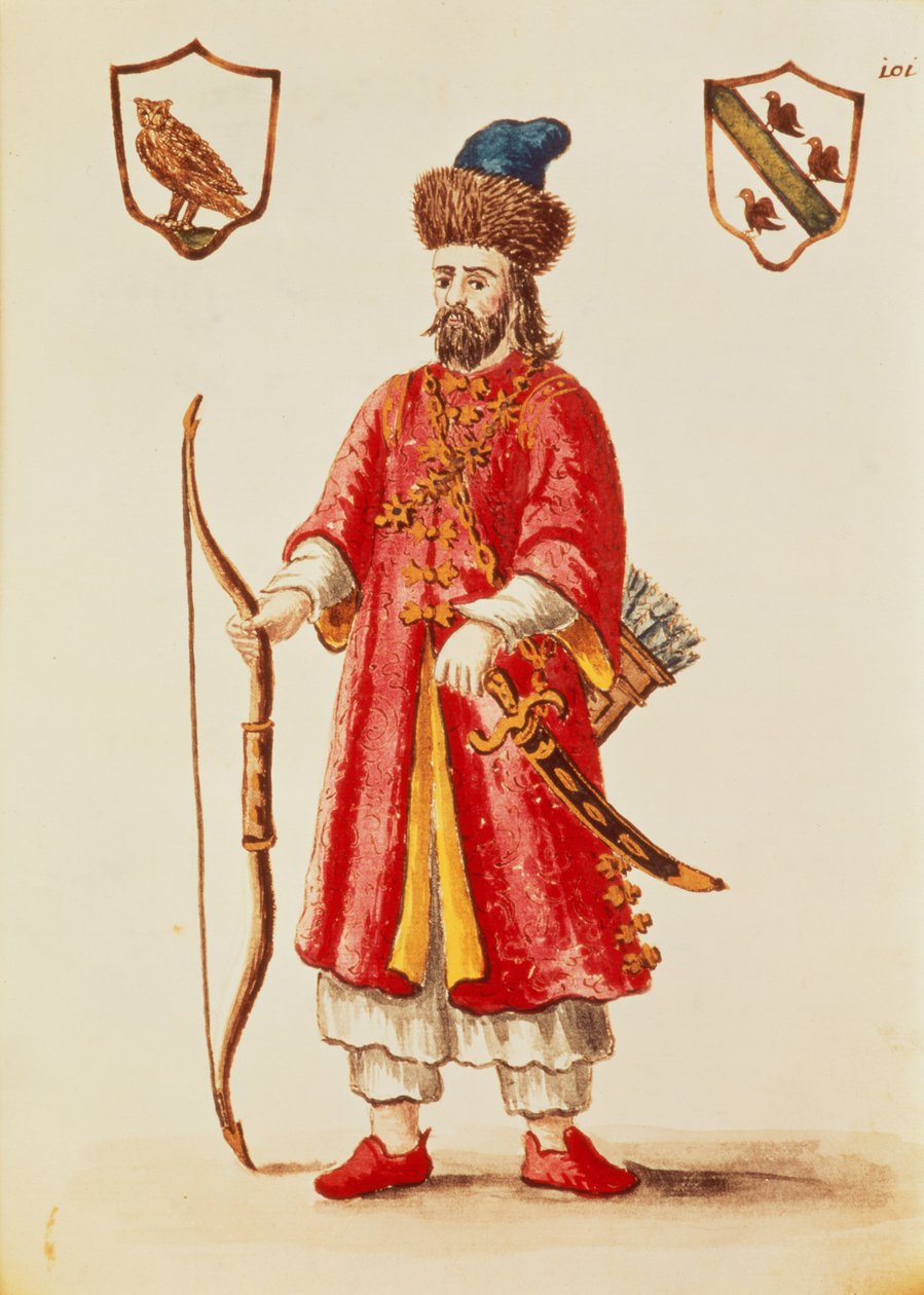 Marco Polo, tatár jelmezbe öltözött, a "Velencei jelmezek"-ből alkotó: Jan van Grevenbroeck
