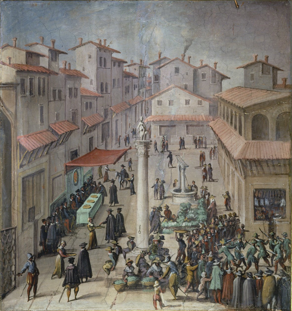 Piazza del Mercato Vecchio, Firenze, 1555 alkotó: Jan van der Straet