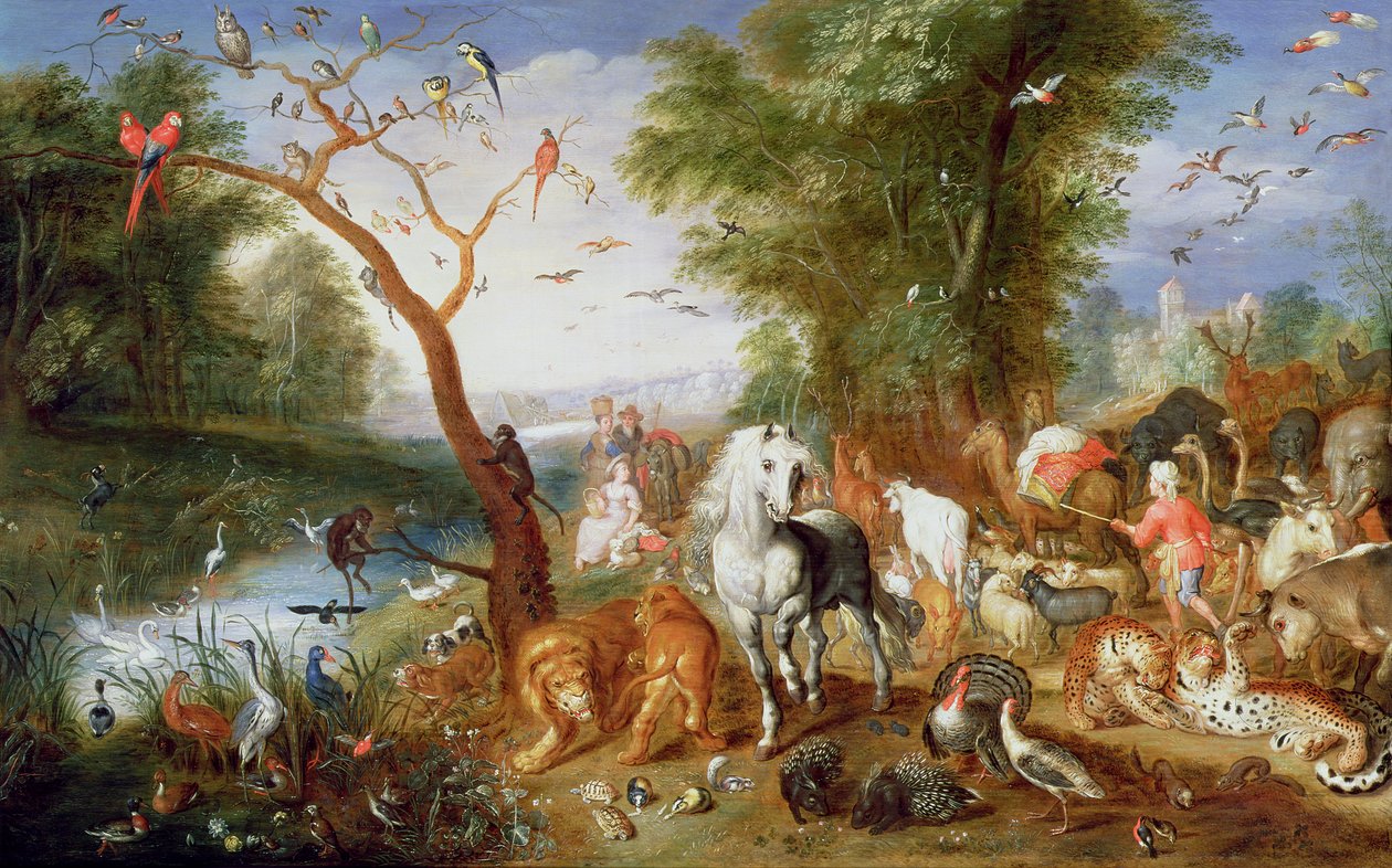 A Noé bárkájába belépő állatok (panel) alkotó: Jan van the Younger Kessel