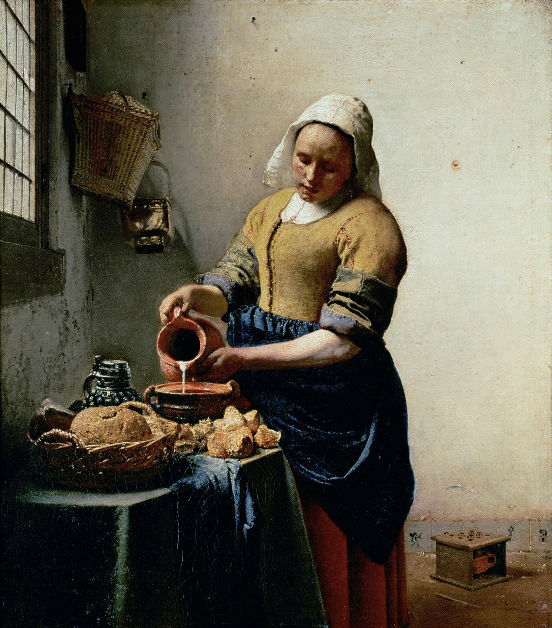 The milkmaid ... (festmény vászonra) alkotó: Jan (1632 75) Vermeer