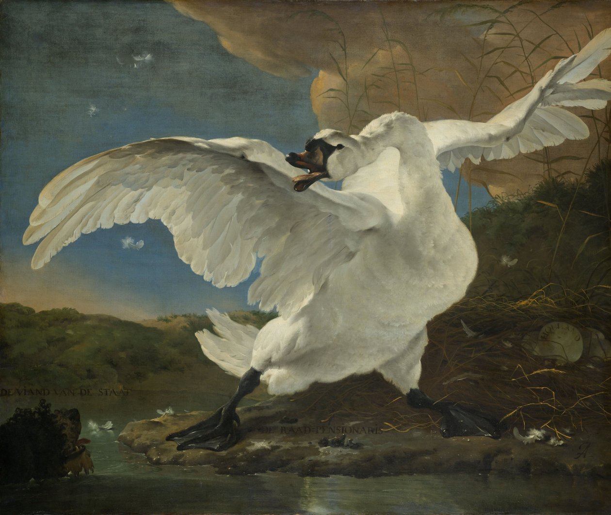 A fenyegetett hattyú, 1650 körül alkotó: Jan Asselyn