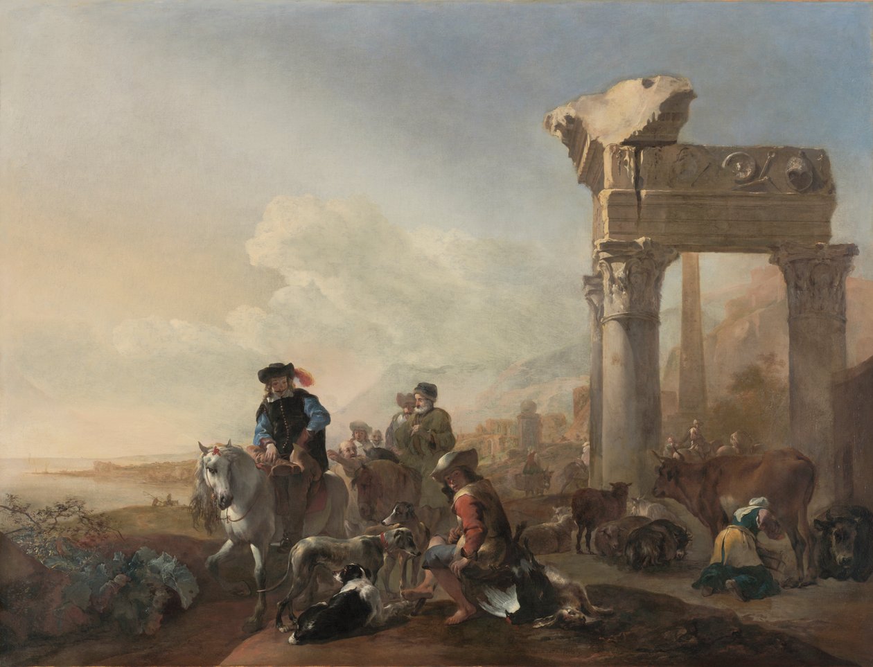 Vadászok a romok közelében alkotó: Jan Baptist Weenix